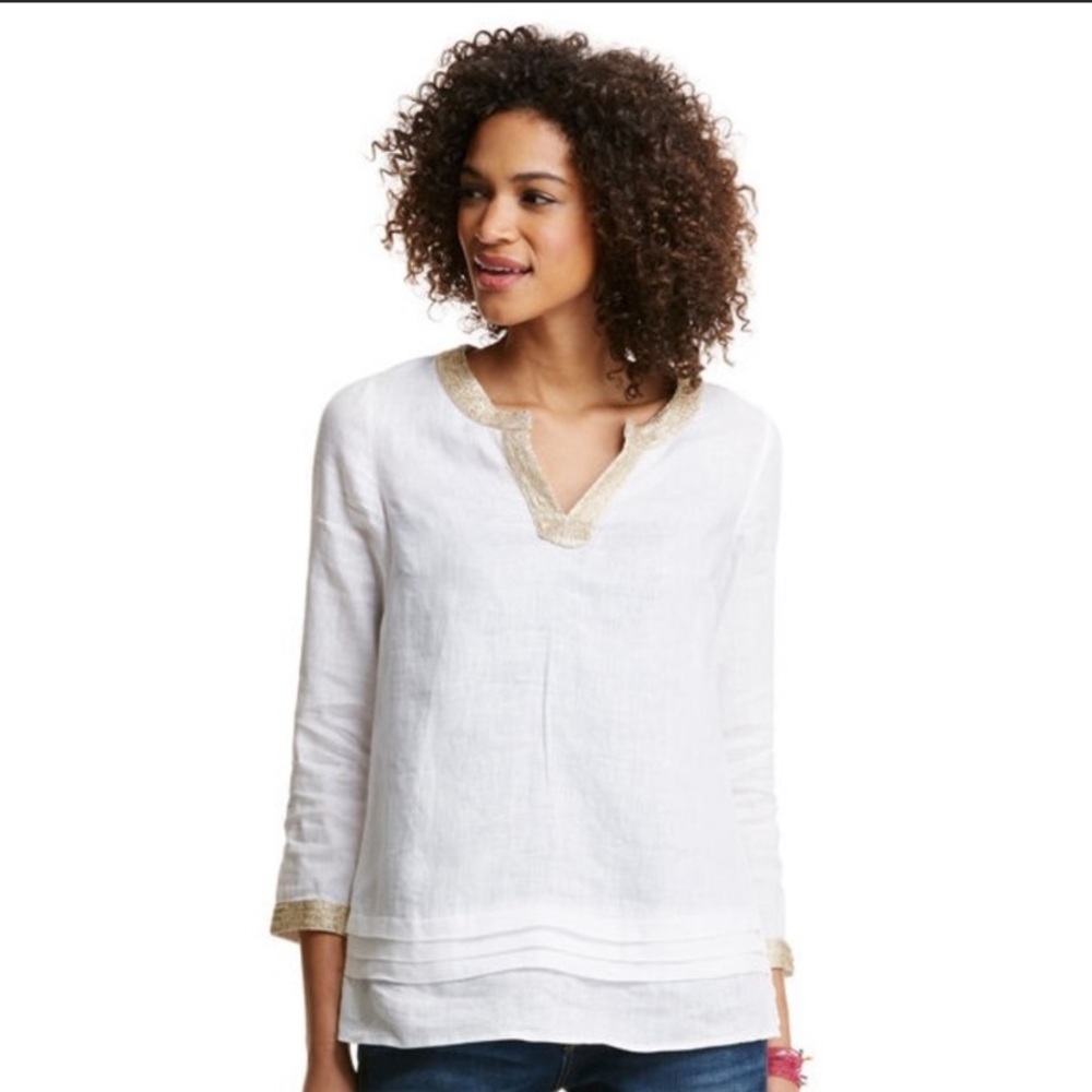 Vineyard Vines Pleated  Linen Tunic Size Medium